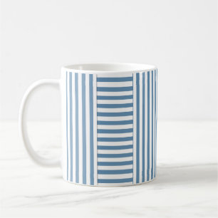 Caneca De Café padrão de faixa branca azul