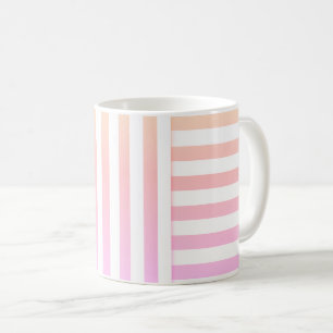 Caneca De Café padrão de faixa branca cor-de-rosa amarela