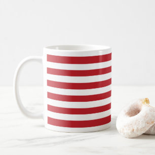 Caneca De Café Padrão de Faixa Branco Vermelho