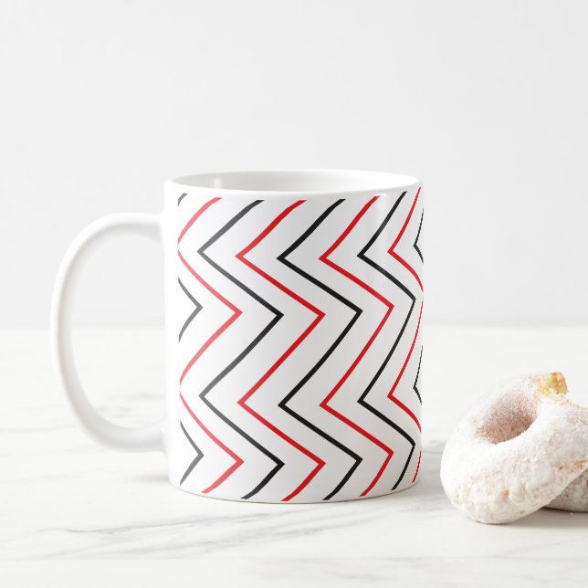 Caneca De Café Padrão de Faixa Vertical Chevron (Com Donut)