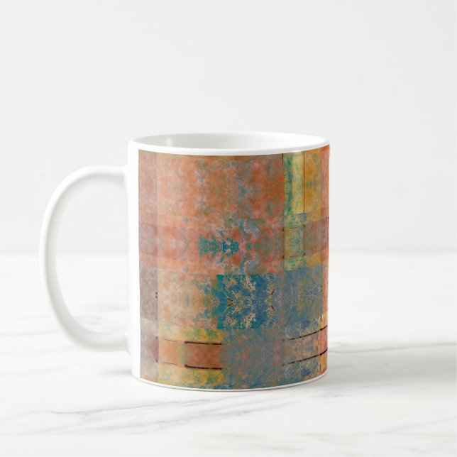 Caneca De Café padrão de faixas horizontais geométricas do abstra (Esquerda)