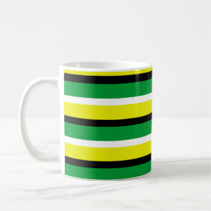 Caneca De Café Padrão de faixas verdes amarelas