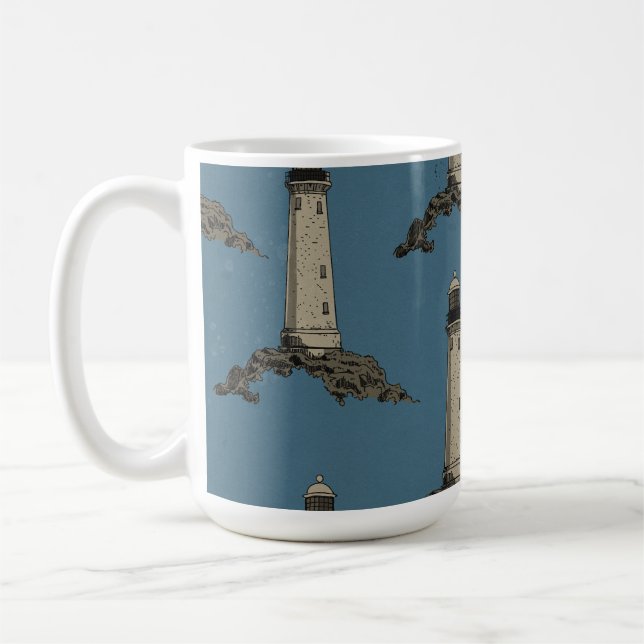 Caneca De Café Padrão de farol vintage (Esquerda)