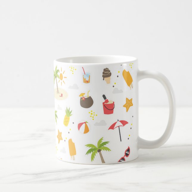 Caneca De Café Padrão de Férias de Praia Tropical de Verão Design (Direita)