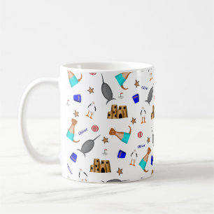 Caneca De Café Padrão de Férias de Verão na Praia da Lontra Olive