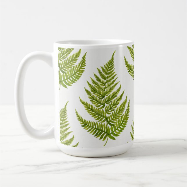 Caneca De Café Padrão de Fern de Aquarela (Esquerda)