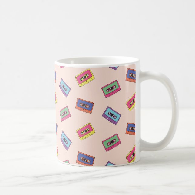 Caneca De Café Padrão de fita de cassete de áudio de Neon Retro (Direita)
