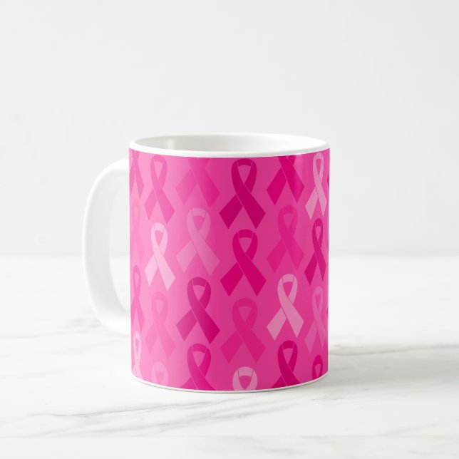 Caneca De Café Padrão de Fita Rosa de Consciência do Cancer da Ma (Frente Esquerda)