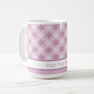 Caneca De Café Padrão de Floco de Neve Branco, Cor-de-Rosa Brilha