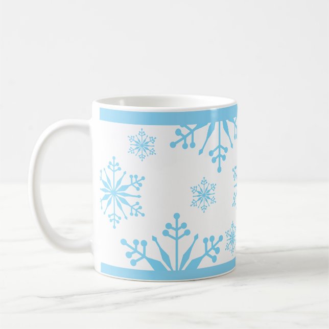 Caneca De Café Padrão de floco de neve em azul. (Esquerda)