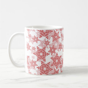 Caneca De Café Padrão de Floco de Neve Vermelho e Branco Invisí