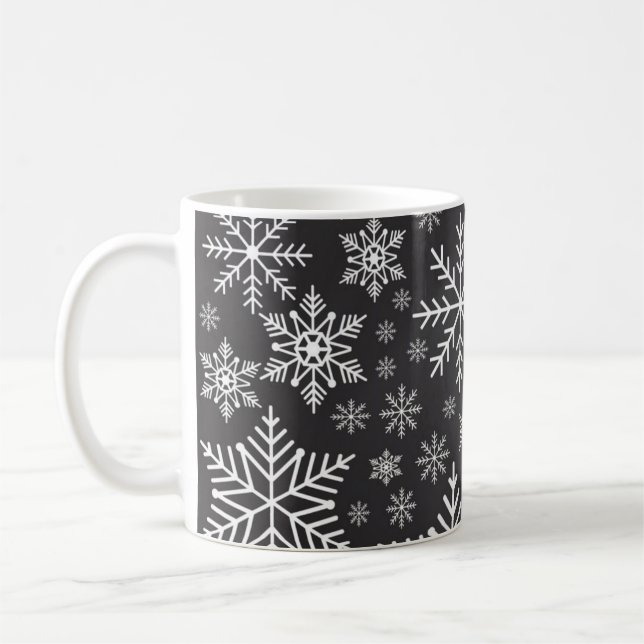 Caneca De Café Padrão de flocos de neve (Esquerda)
