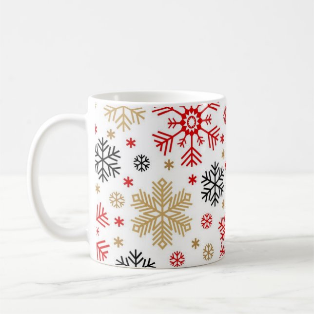 Caneca De Café Padrão de flocos de neve (Esquerda)