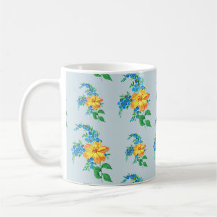 Caneca De Café Padrão de Flor Amarelo Simples