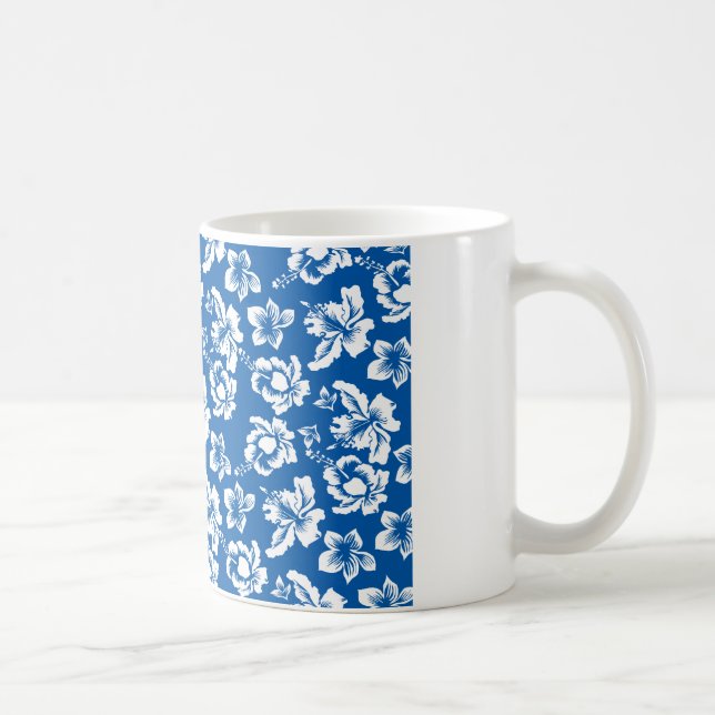 Caneca De Café Padrão de Flor Azul Hawiian (Direita)