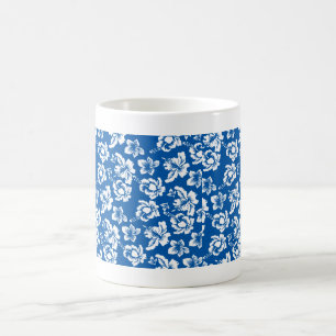 Caneca De Café Padrão de Flor Azul Hawiian
