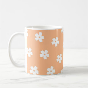 Caneca De Café Padrão de Flor Branca de Hippie de Pré-Papoila Nat