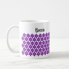 Caneca De Café Padrão de Flor Clematis Roxo Negrito Personalizado
