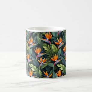 Caneca De Café Padrão de Flor de Ave do Paraíso