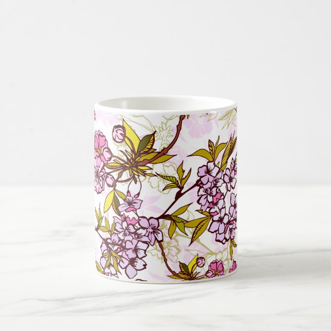 Caneca De Café Padrão de Flor de Cerejeira  (Centro)