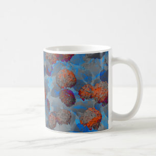 Caneca De Café Padrão de flor de cor laranja azul arte digital