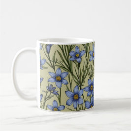 Caneca De Café Padrão de flor de erva azul