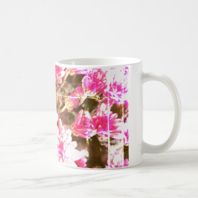 Caneca De Café Padrão de Flor de Flora Rosa – Design Botânico Sua (Direita)