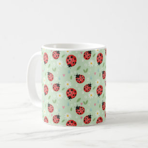 Caneca De Café Padrão de Flor de Joaninha