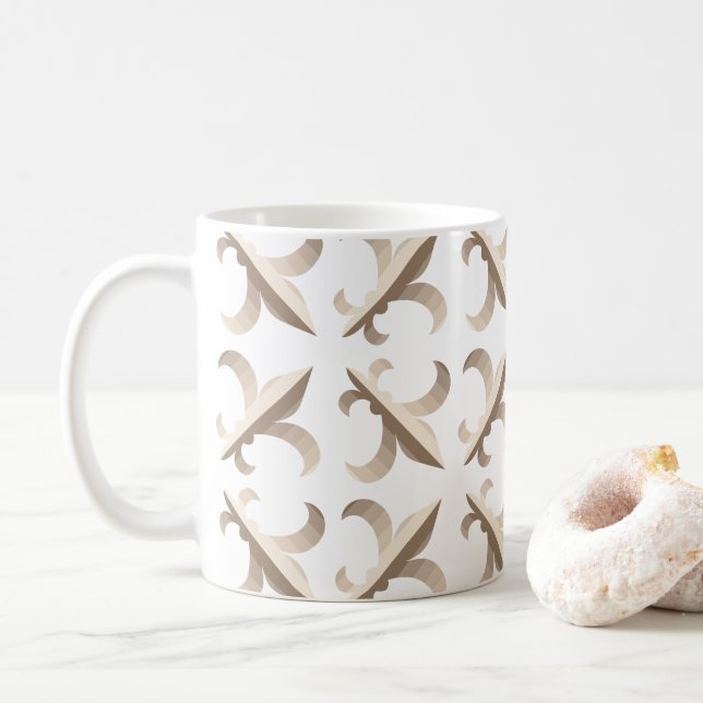 Caneca De Café Padrão de flor de lis listrada (Com Donut)