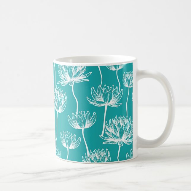 Caneca De Café Padrão de flor de lótus (Direita)
