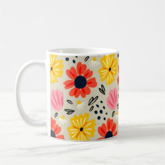 Caneca De Café Padrão de Flor de Primavera