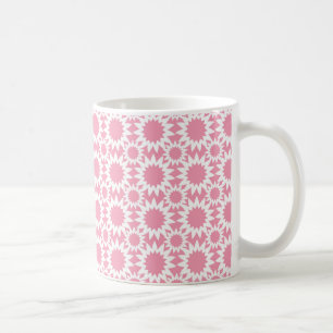 Caneca De Café Padrão de Flor Estrela Rosa e Branco Fofo