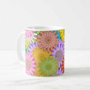 Caneca De Café Padrão de Flor Hippy Caótico Colorido e Vibrante