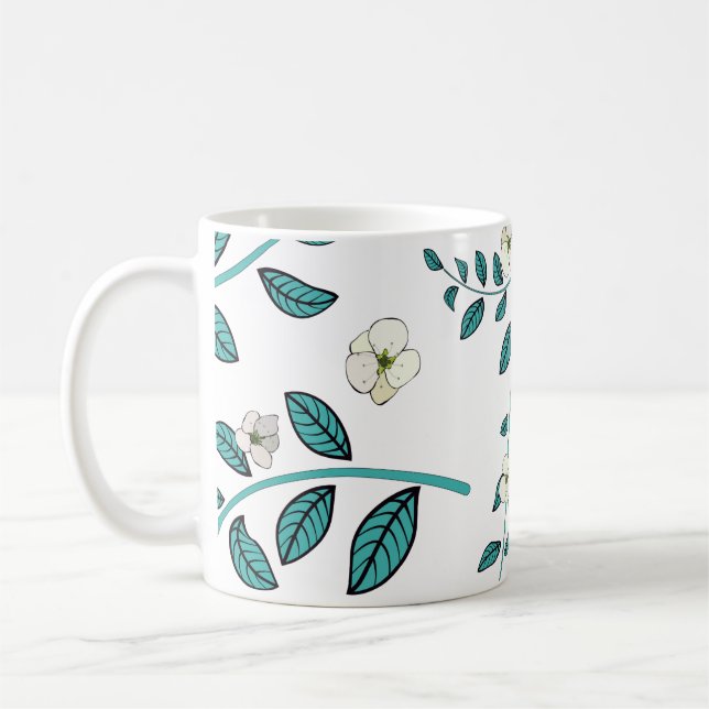 Caneca De Café Padrão de Flor Invisível (Esquerda)