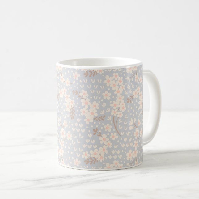 Caneca De Café Padrão de flor Não-me-esqueças (Frente Esquerda)