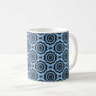 Caneca De Café Padrão de Flor Preto Azul Invisível