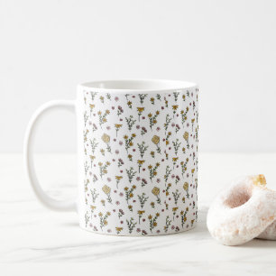 Caneca De Café Padrão de Flor Primavera Clássico Floral
