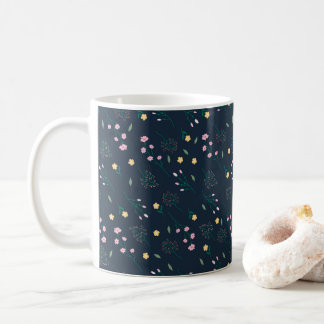 Caneca De Café Padrão de Flor Primavera Clássico Floral