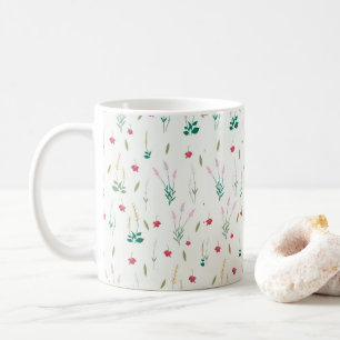 Caneca De Café Padrão de Flor Primavera Clássico Floral
