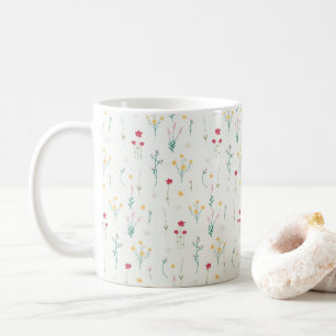 Caneca De Café Padrão de Flor Primavera Clássico Floral