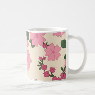 Caneca De Café Padrão de Flor Rosa Bonita