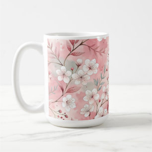 Caneca De Café Padrão de Flor Sakura Rosa