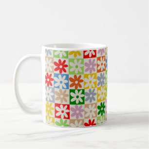 Caneca De Café Padrão de Flor Verificado com Aestesia Colorida