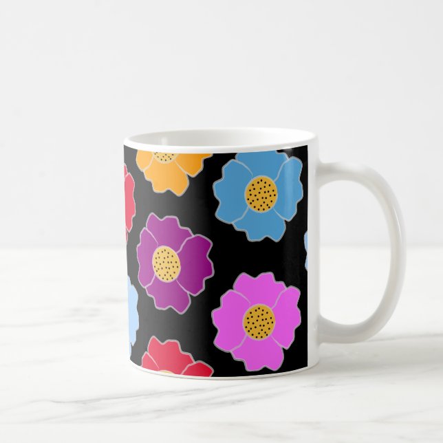 Caneca De Café Padrão de flores coloridas (Direita)
