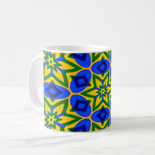 Caneca De Café Padrão de Flores de Abstrato Elegante