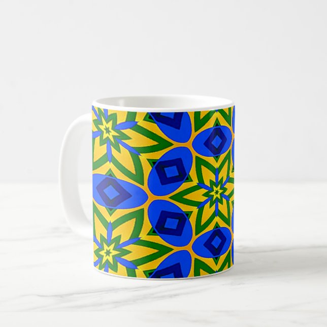 Caneca De Café Padrão de Flores de Abstrato Elegante (Frente Esquerda)