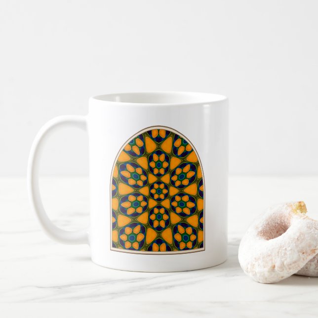 Caneca De Café Padrão de Flores de Abstrato exclusivo (Com Donut)