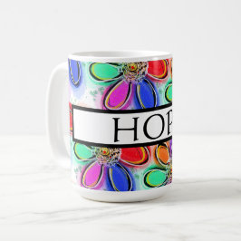 Caneca De Café Padrão de Flores de Aquarela da Hope Artsy