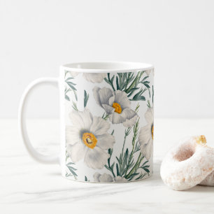 Caneca De Café Padrão de Flores de Árvore da Califórnia Branca