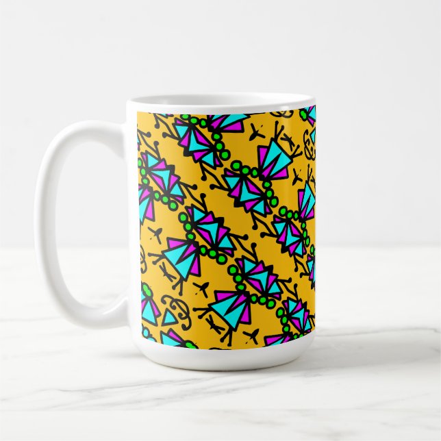 Caneca De Café Padrão de flores de besouro rabisco (Esquerda)